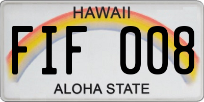 HI license plate FIF008