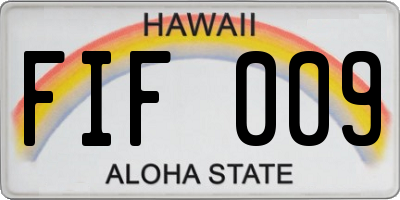 HI license plate FIF009