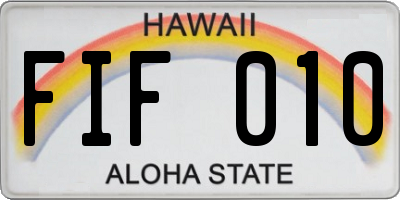 HI license plate FIF010