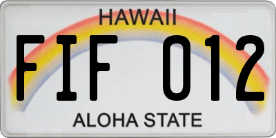 HI license plate FIF012