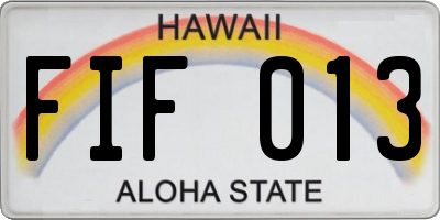 HI license plate FIF013