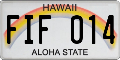 HI license plate FIF014