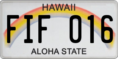 HI license plate FIF016