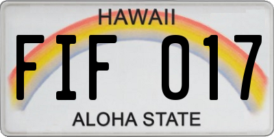 HI license plate FIF017