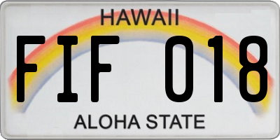 HI license plate FIF018