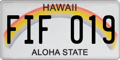 HI license plate FIF019