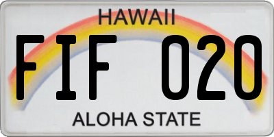HI license plate FIF020
