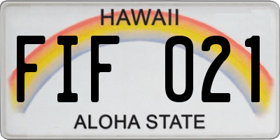 HI license plate FIF021