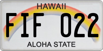 HI license plate FIF022