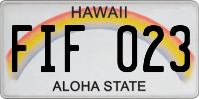 HI license plate FIF023