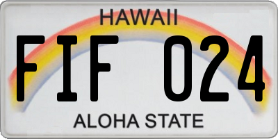 HI license plate FIF024