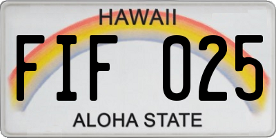 HI license plate FIF025