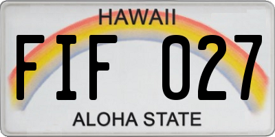 HI license plate FIF027