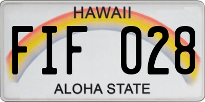 HI license plate FIF028