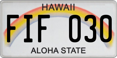 HI license plate FIF030