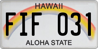 HI license plate FIF031