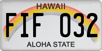 HI license plate FIF032