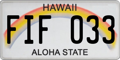 HI license plate FIF033
