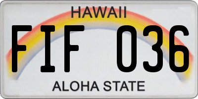 HI license plate FIF036