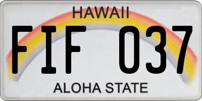 HI license plate FIF037
