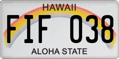 HI license plate FIF038