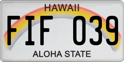 HI license plate FIF039