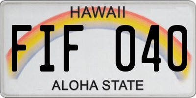 HI license plate FIF040
