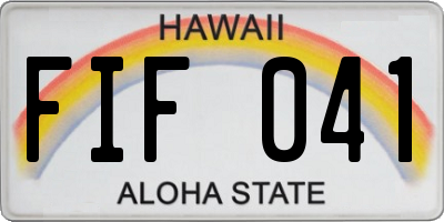 HI license plate FIF041