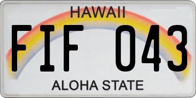 HI license plate FIF043