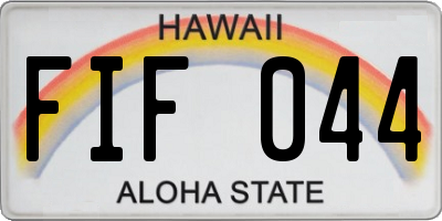 HI license plate FIF044