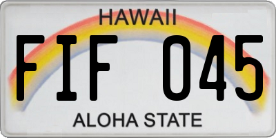 HI license plate FIF045