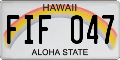 HI license plate FIF047
