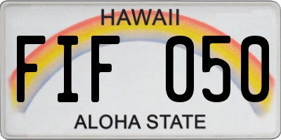 HI license plate FIF050