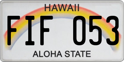 HI license plate FIF053