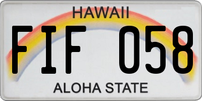 HI license plate FIF058