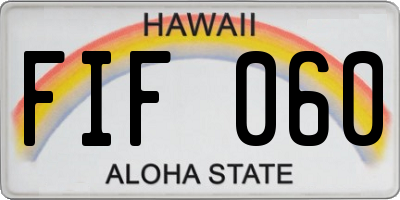 HI license plate FIF060