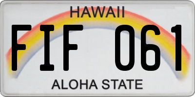 HI license plate FIF061
