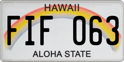 HI license plate FIF063
