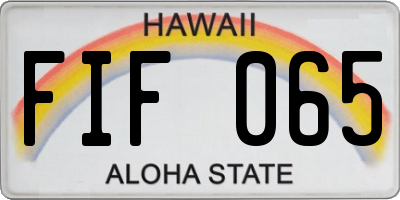 HI license plate FIF065