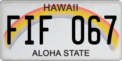 HI license plate FIF067