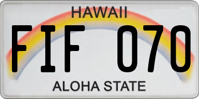 HI license plate FIF070