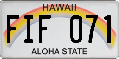 HI license plate FIF071