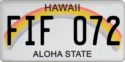 HI license plate FIF072