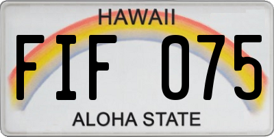 HI license plate FIF075