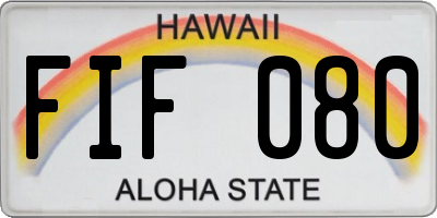 HI license plate FIF080