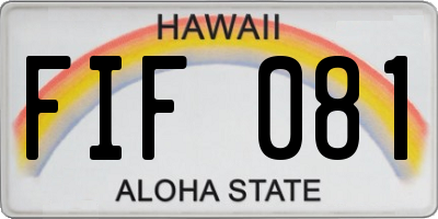 HI license plate FIF081