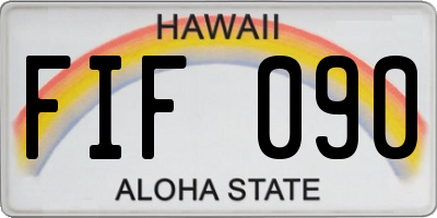 HI license plate FIF090