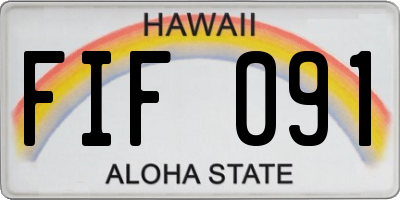 HI license plate FIF091