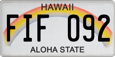 HI license plate FIF092