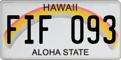 HI license plate FIF093